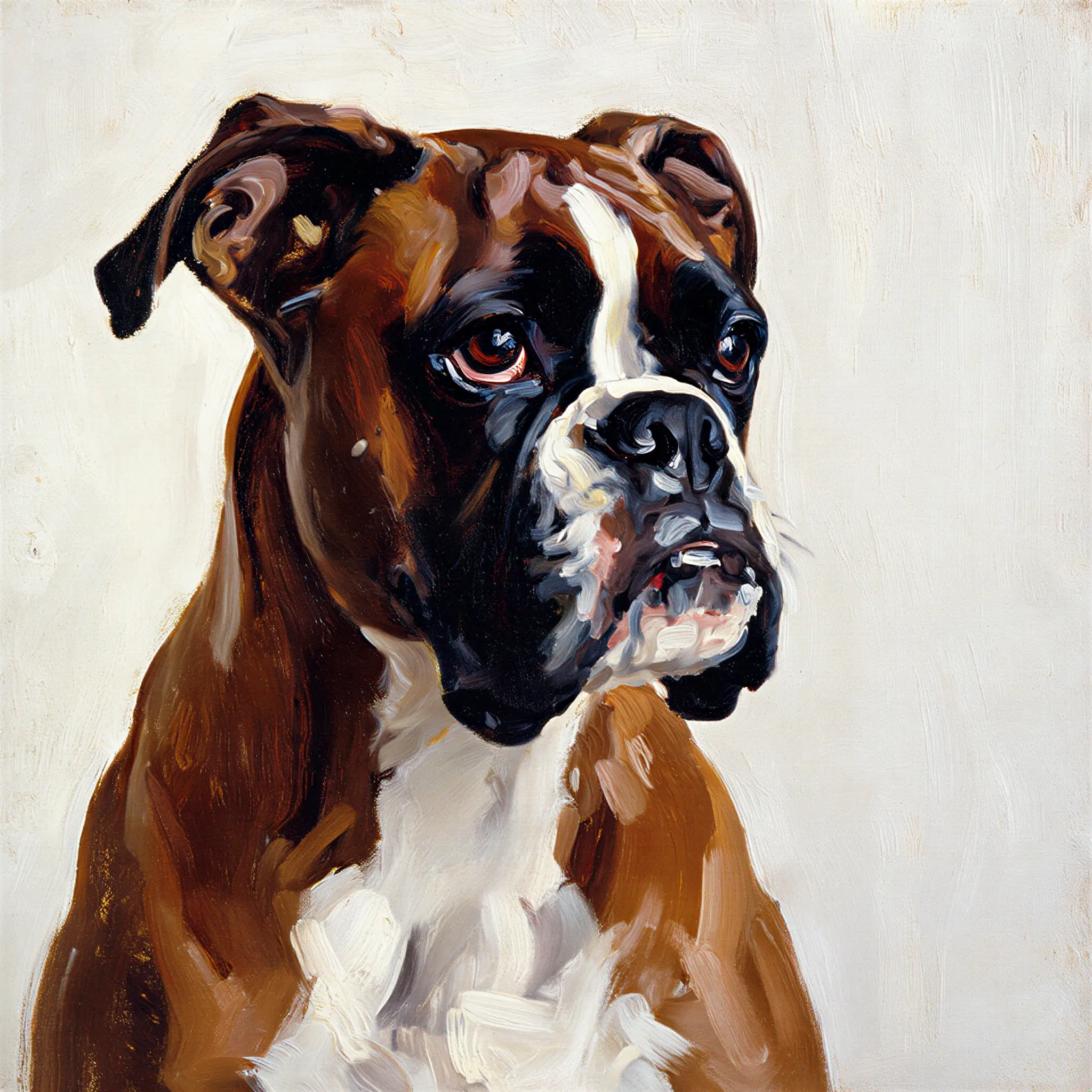 Custom oil painting portrait of a Boxer with bold, expressive colors