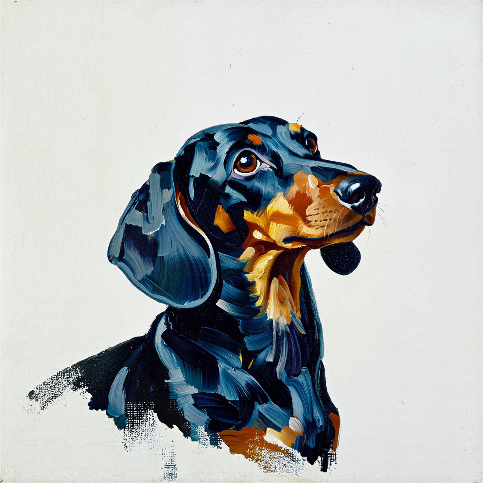 Custom oil painting portrait of a Dachshund with warm, rich tones