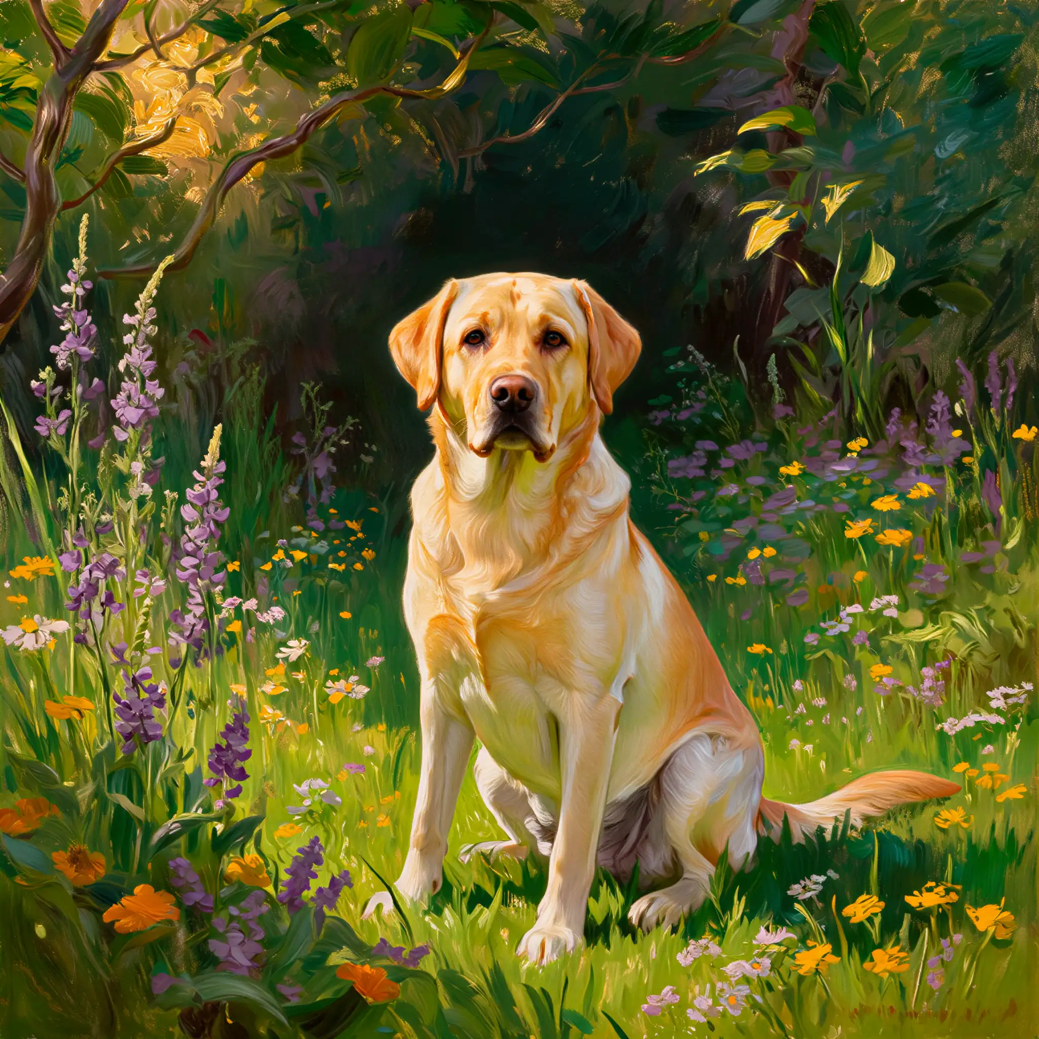 Labrador retriever oil painting portrait