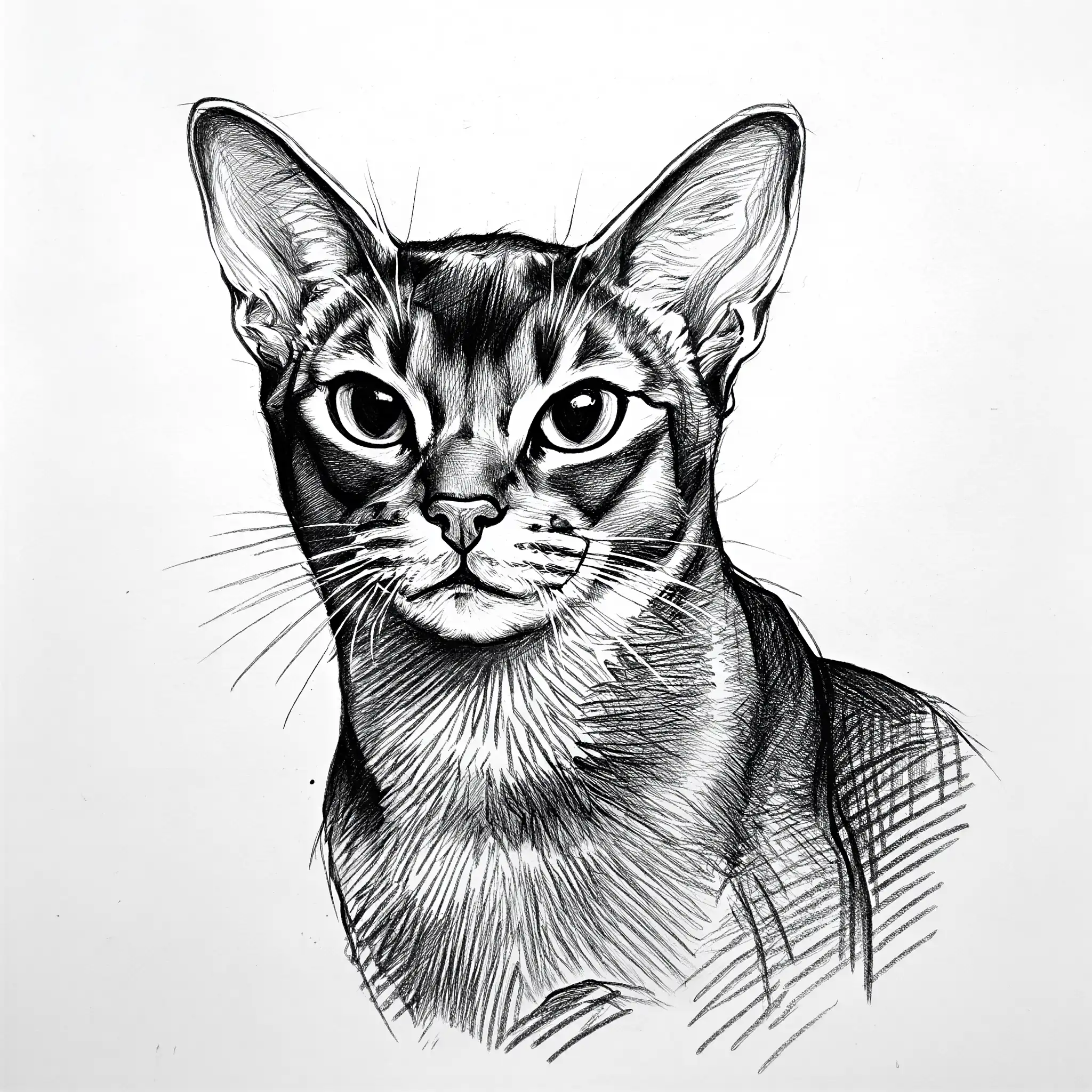 Custom pencil sketch portrait of an Abyssinian Cat