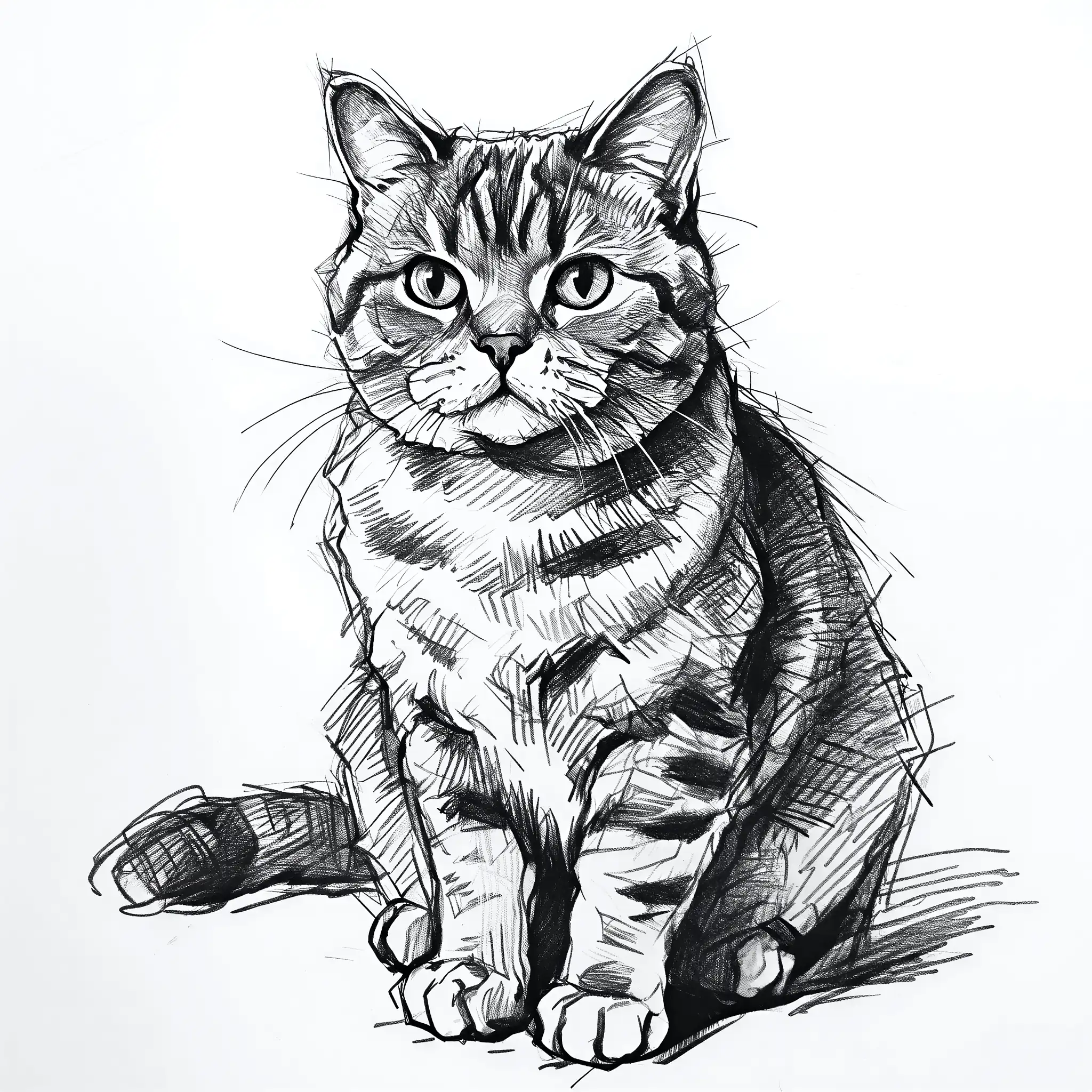Custom pencil sketch portrait of an American Shorthair