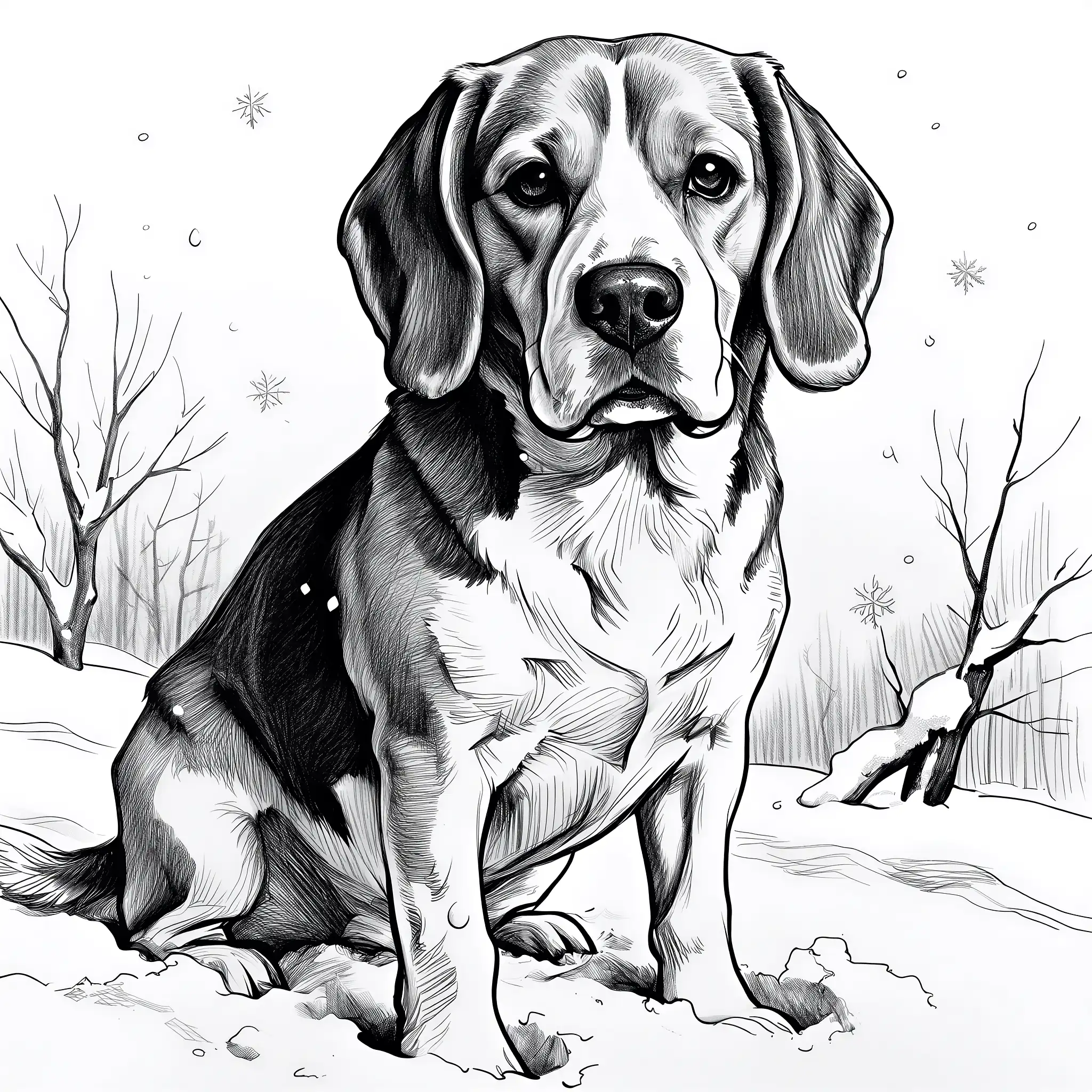 Custom pencil sketch portrait of a Beagle