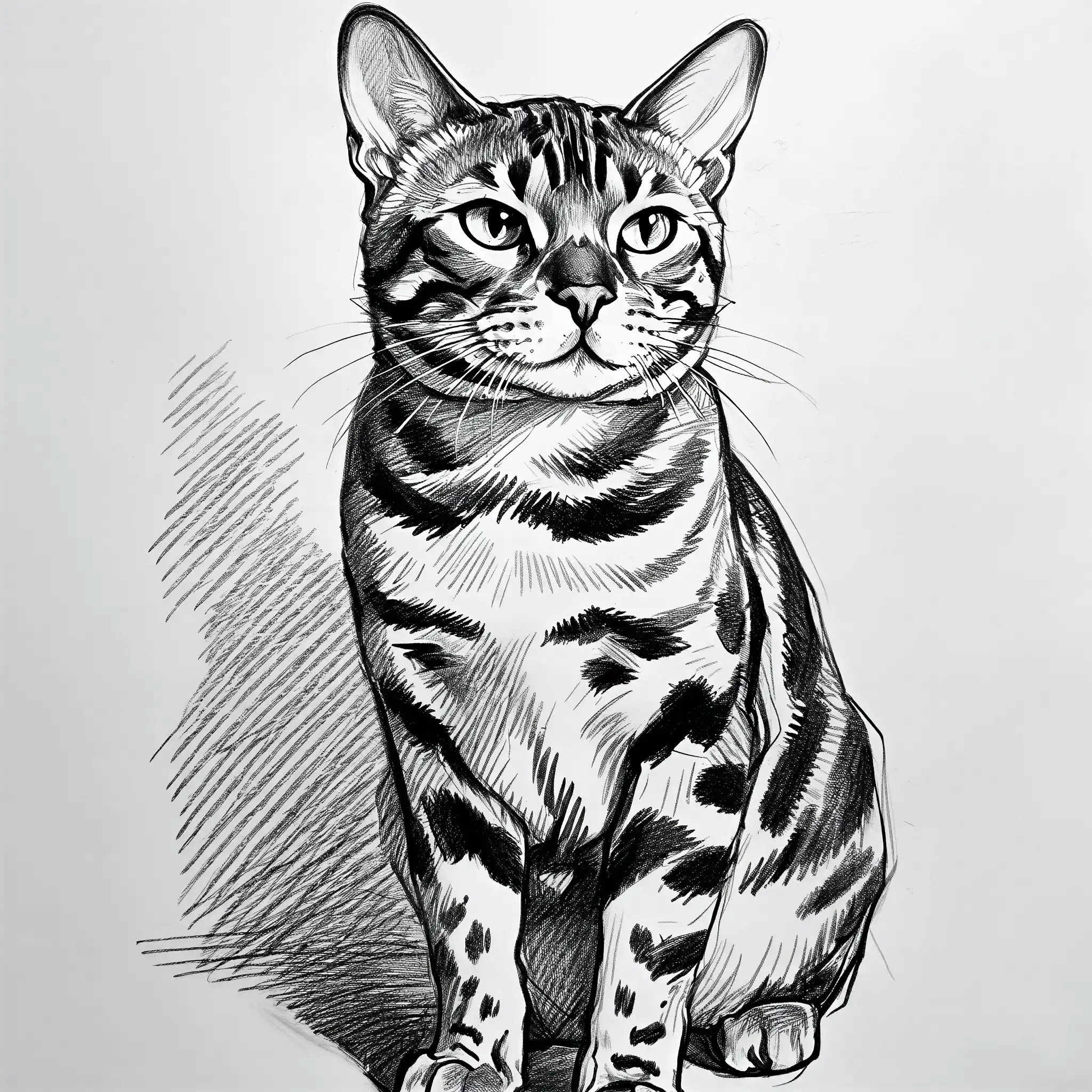Custom pencil sketch portrait of a Bengal