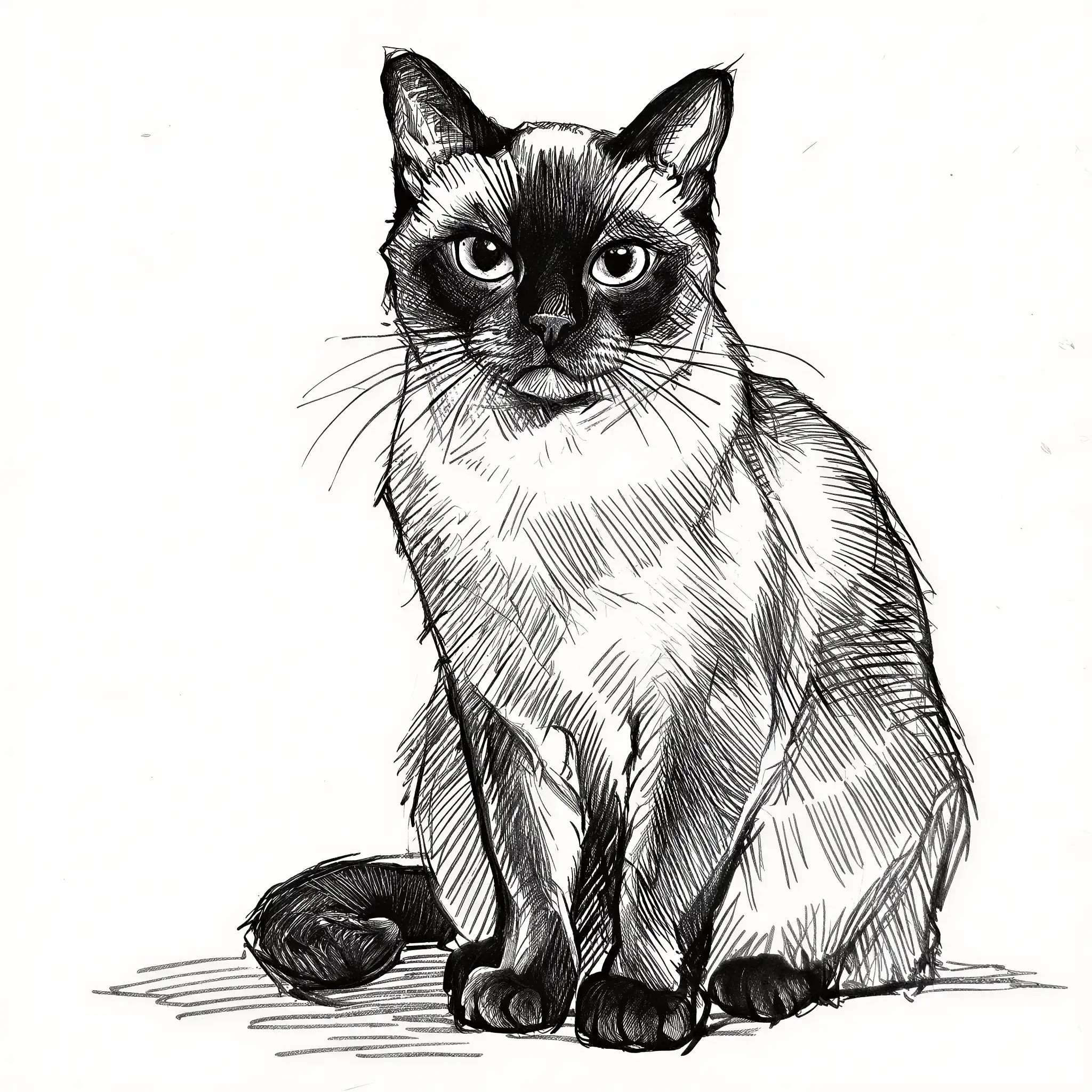 Custom pencil sketch portrait of a Birman Cat