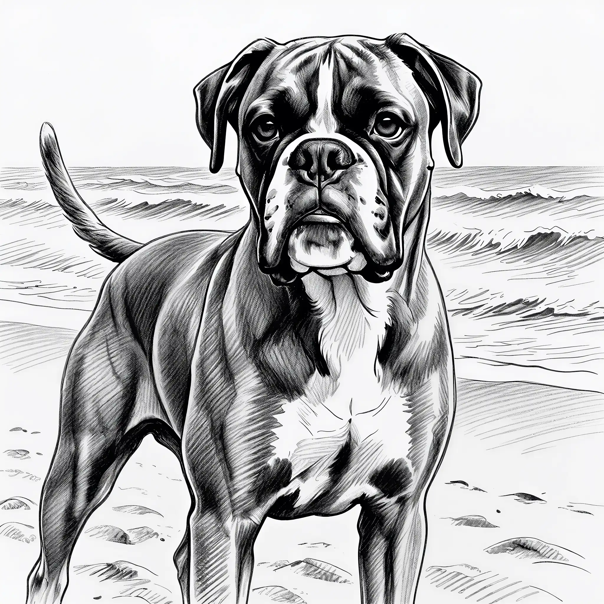 Custom pencil sketch portrait of a Boxer