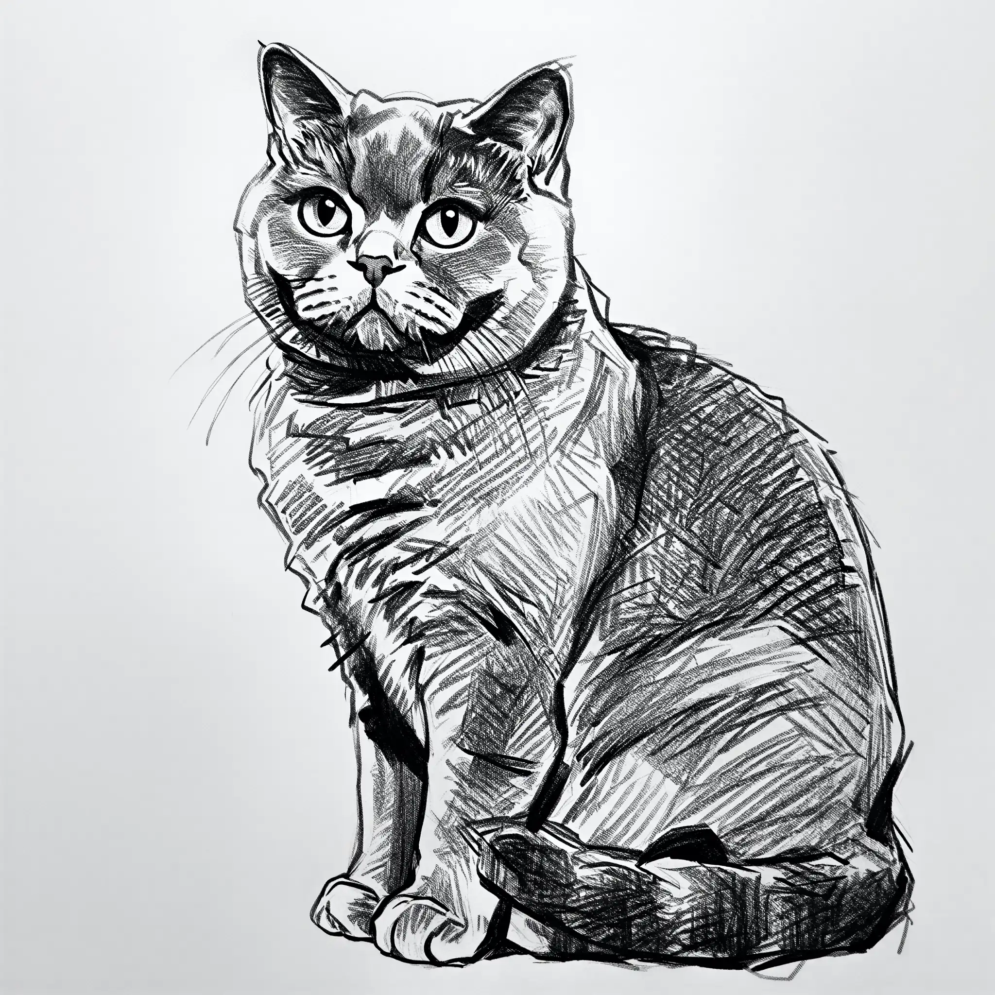 Custom pencil sketch portrait of a British Shorthair
