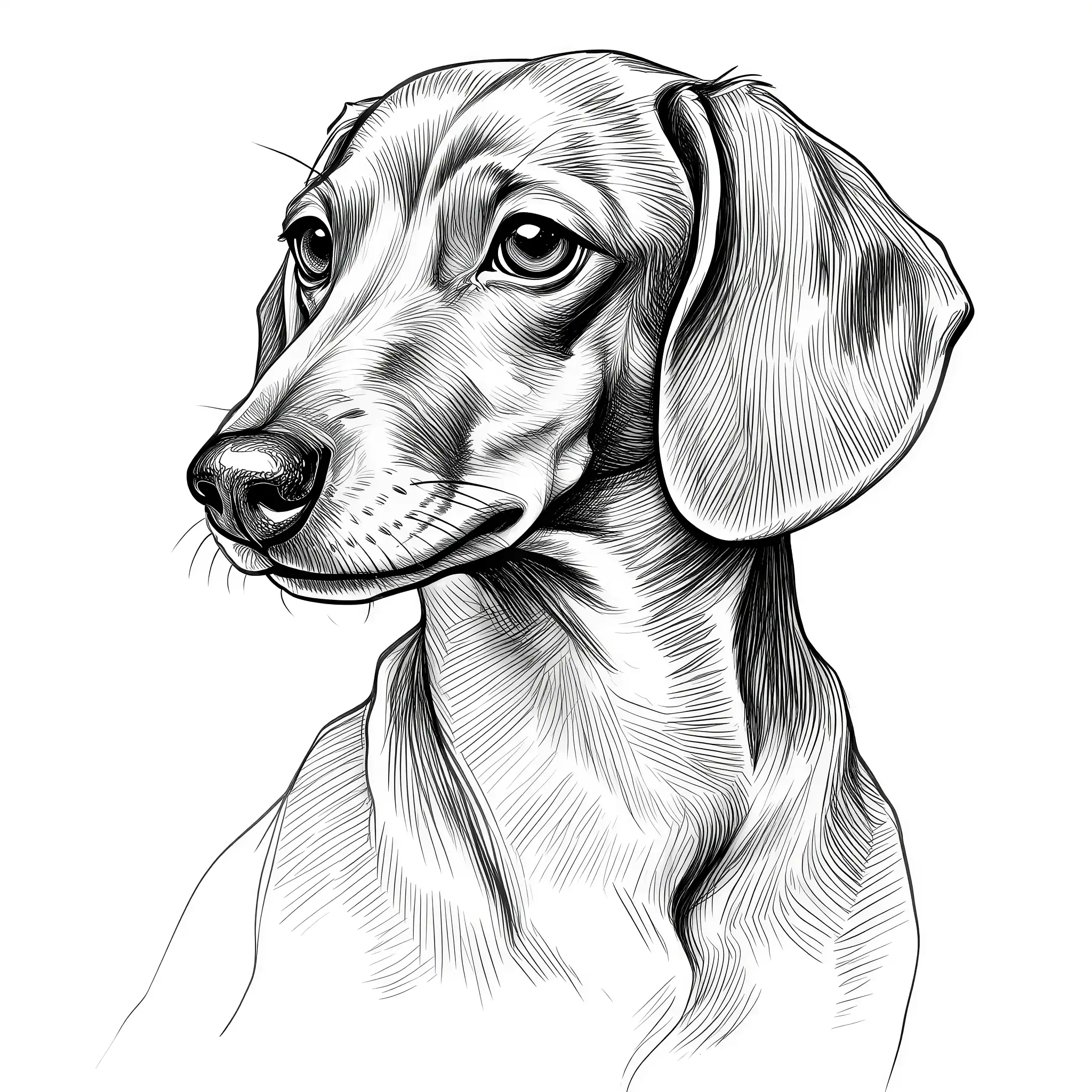 Custom pencil sketch portrait of a Dachshund