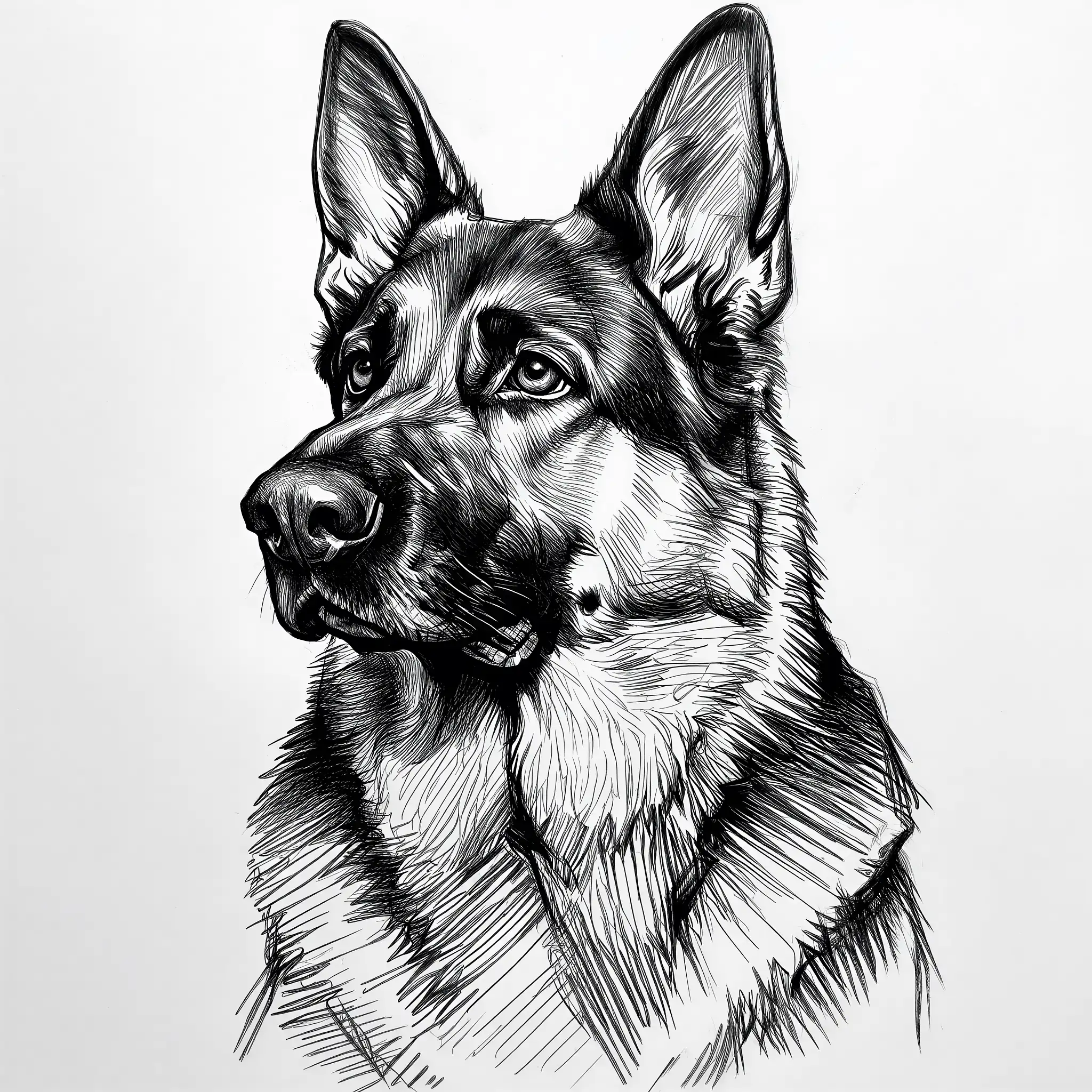 Custom pencil sketch portrait of a German Shepherd