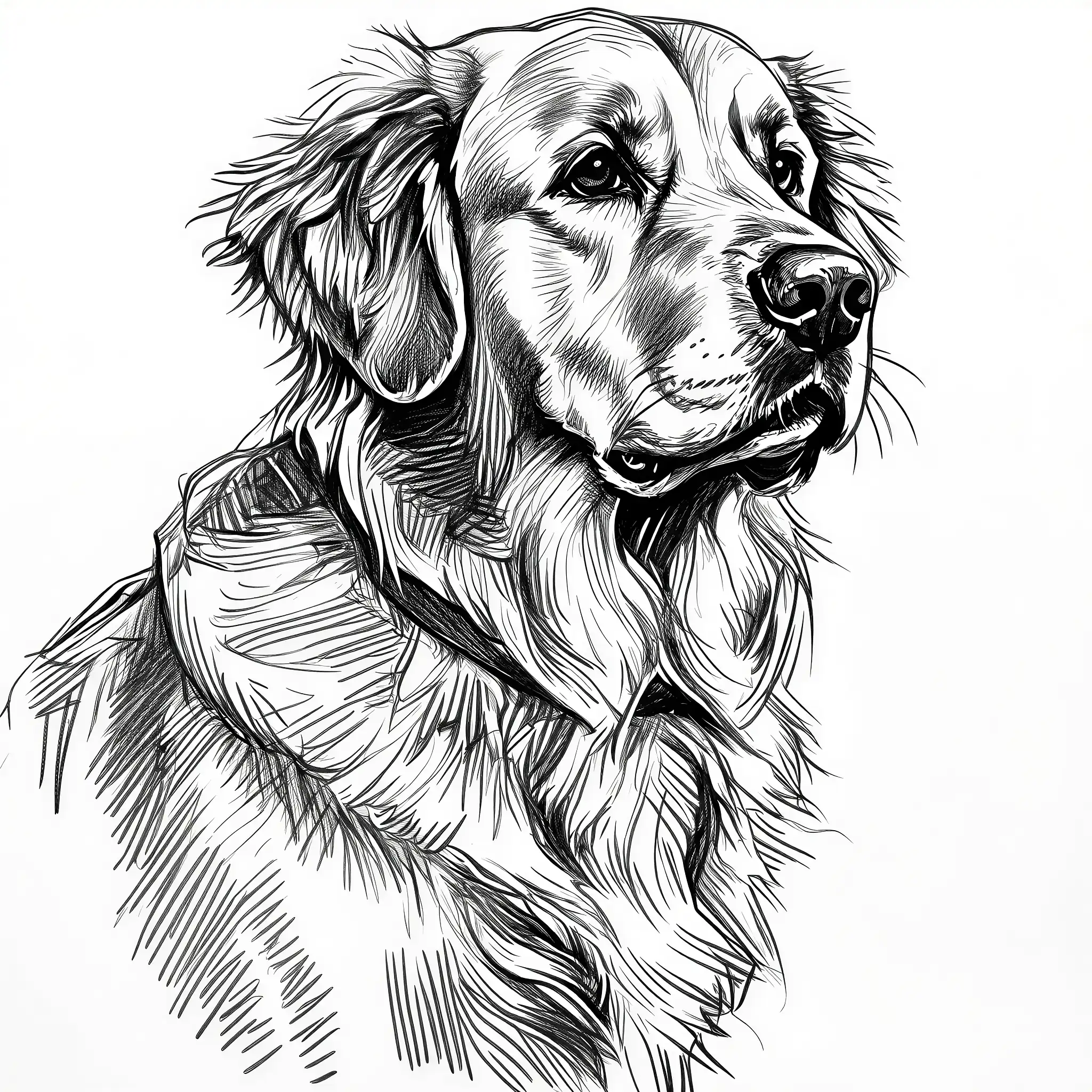 Custom pencil sketch portrait of a Golden Retriever