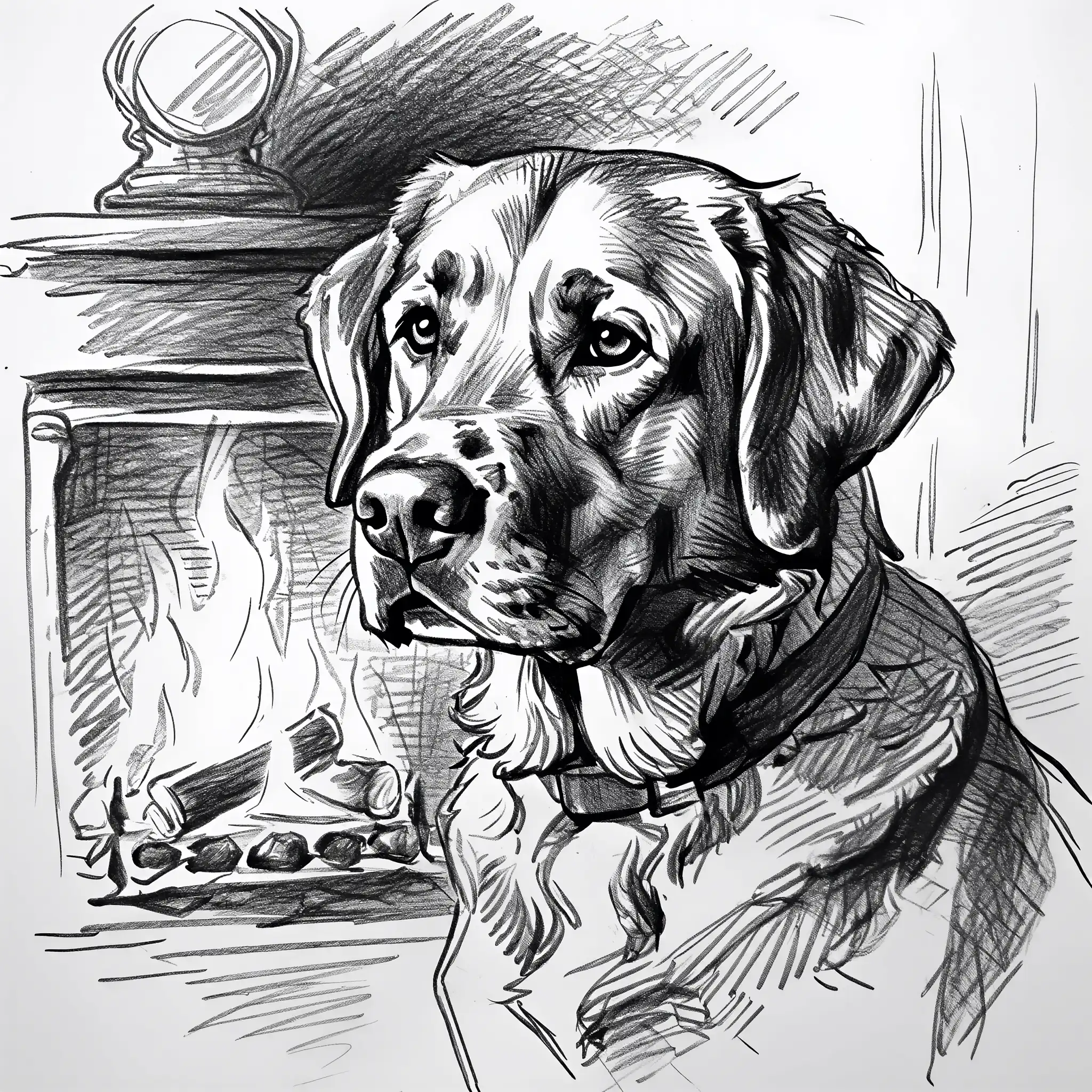 Custom pencil sketch portrait of a Labrador Retriever
