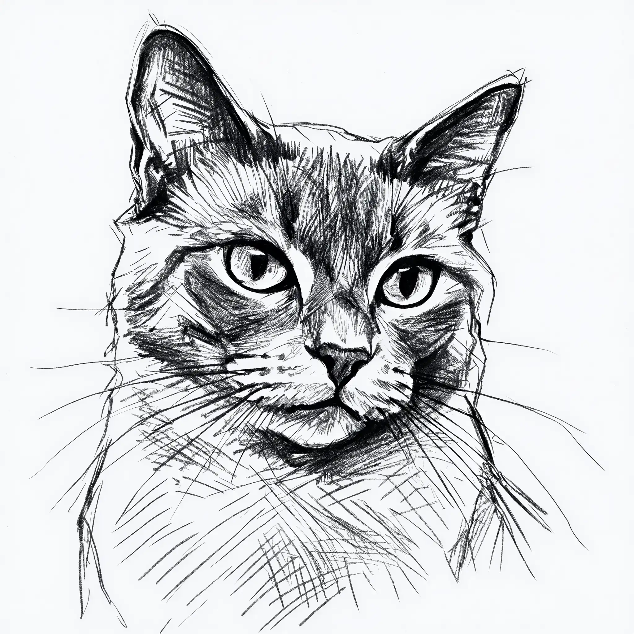 Custom pencil sketch portrait of a Russian Blue