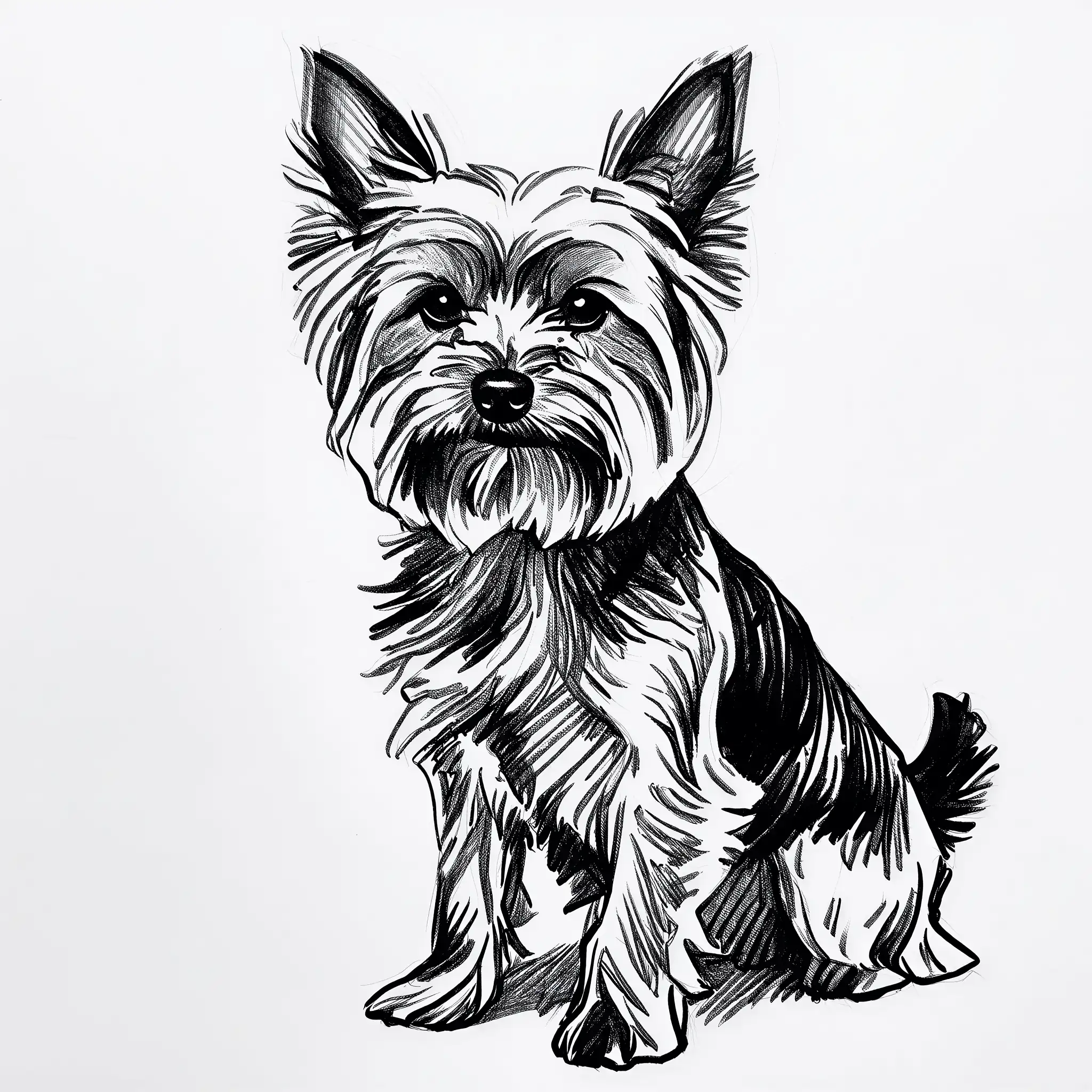 Custom pencil sketch portrait of a Yorkshire Terrier