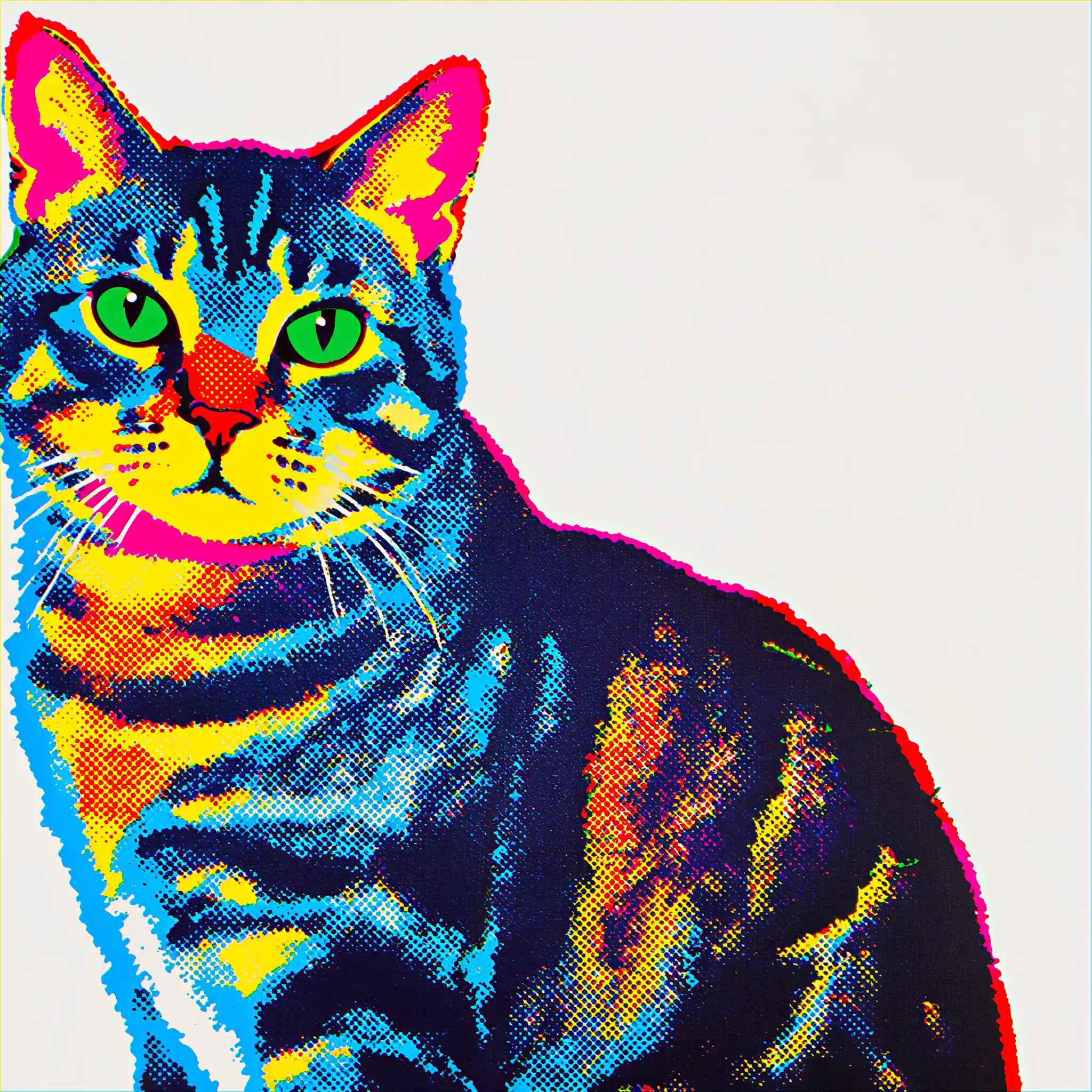 Custom pop art portrait of a American Shorthair with bold, vibrant colors
