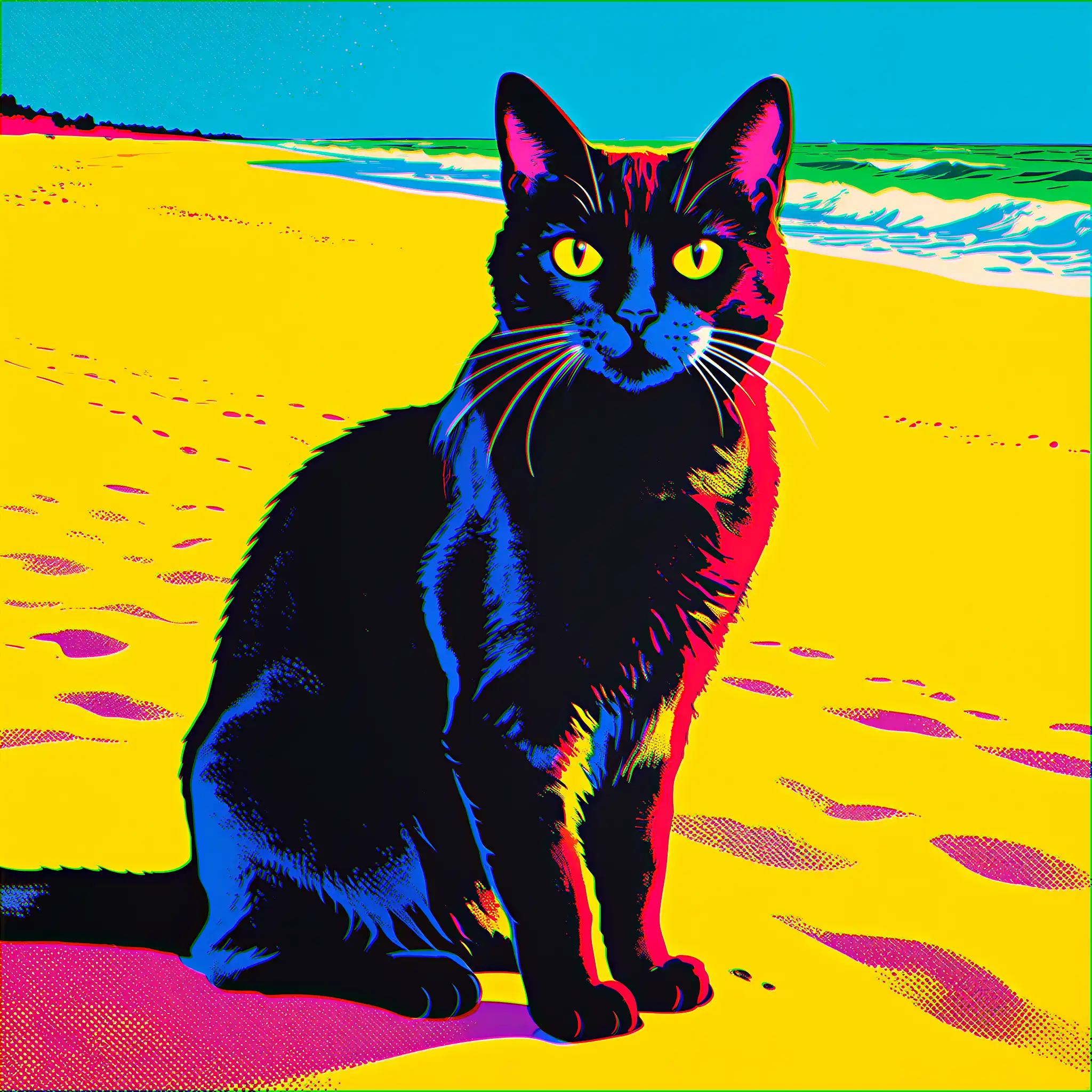 Custom pop art portrait of a Exotic Shorthair with bold, vibrant colors