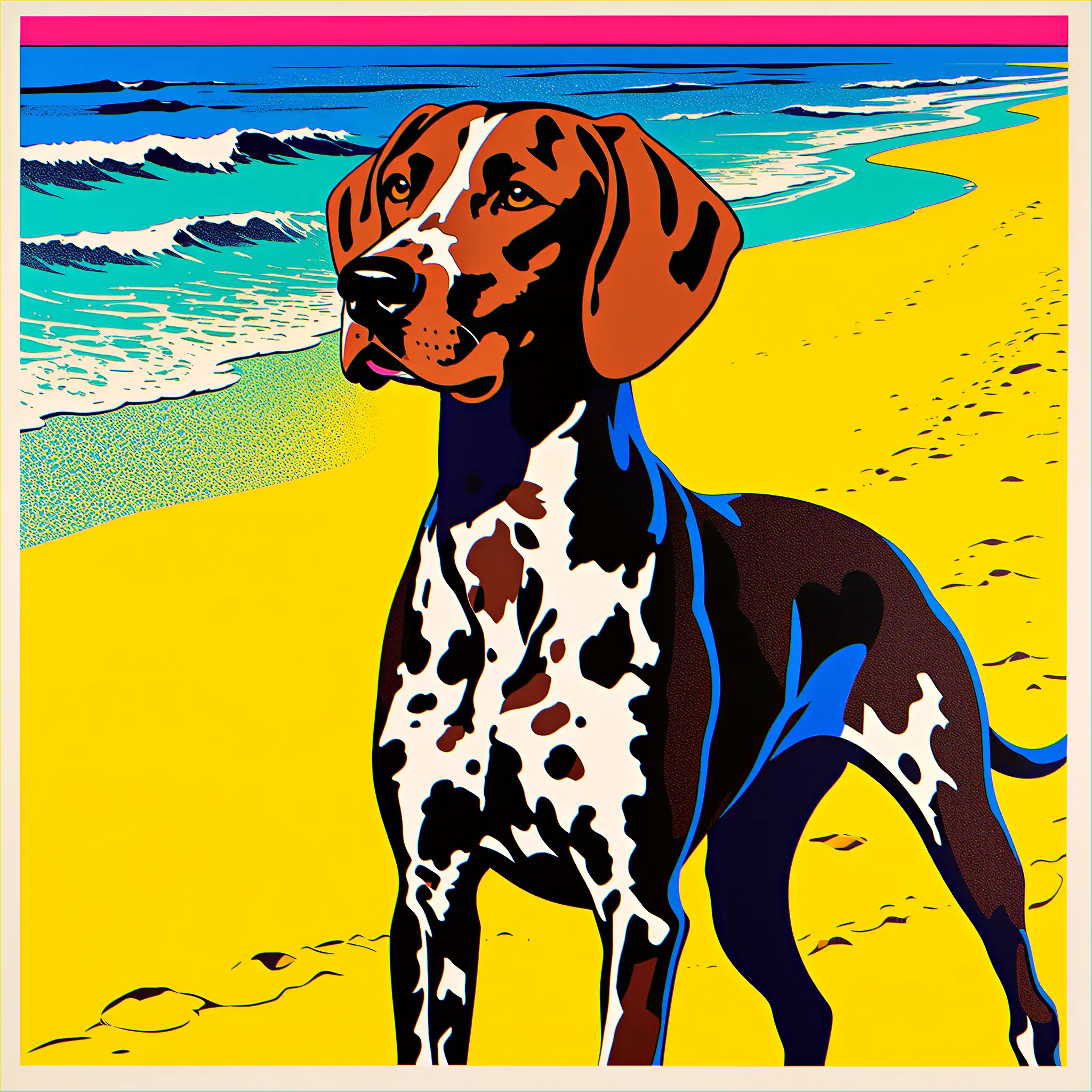 Custom pop art portrait of a German Shorthaired Pointer with modern graphic flair