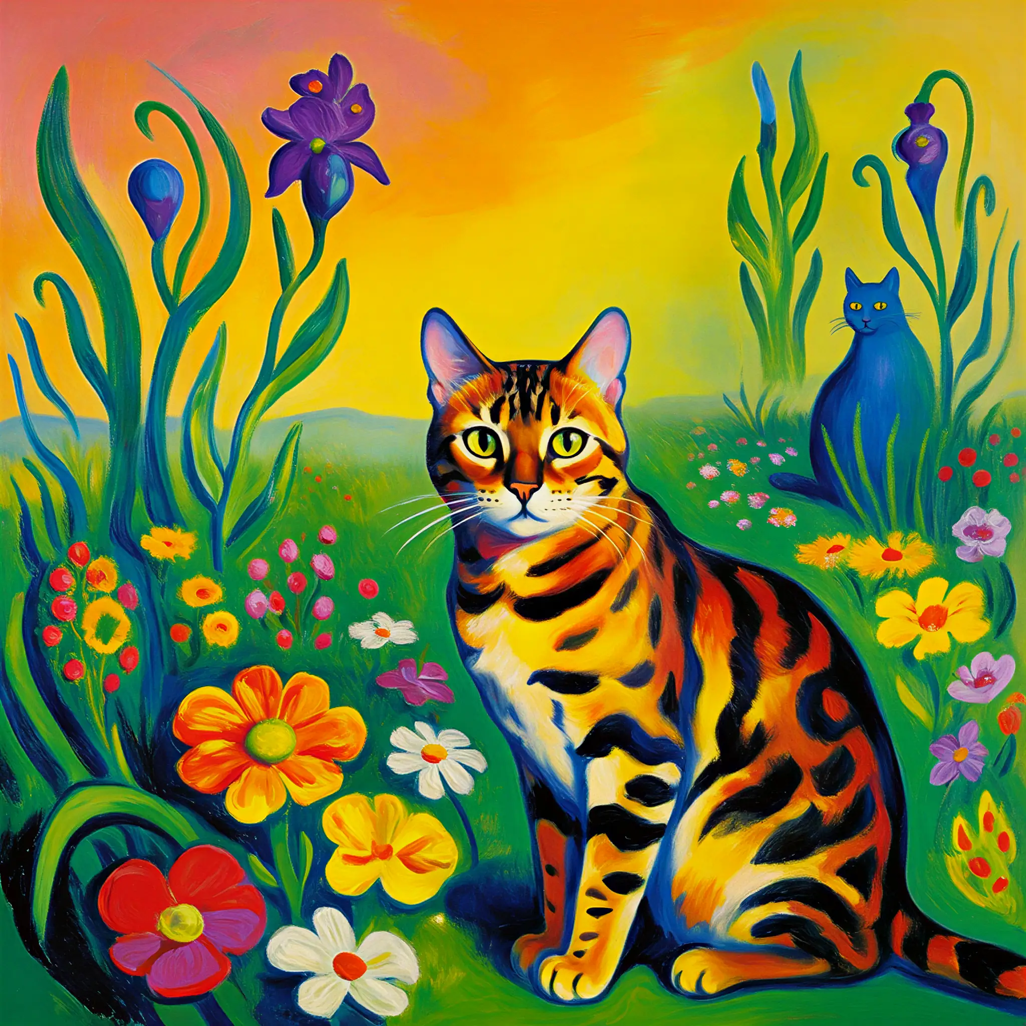 Custom surrealist portrait of a Bengal with dreamlike, imaginative detail