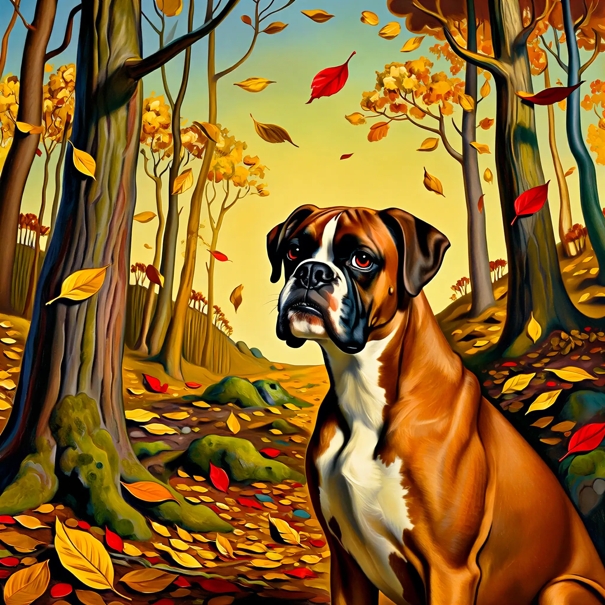 Custom surrealist portrait of a Boxer with imaginative surreal elements
