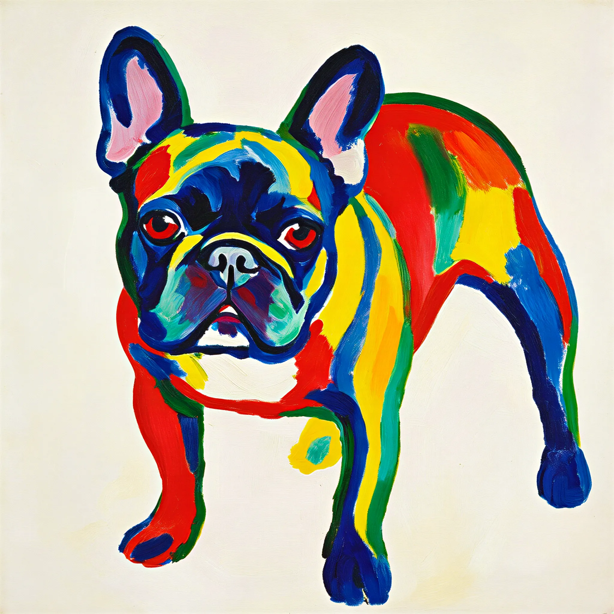 Custom surrealist portrait of a French Bulldog with whimsical dream imagery