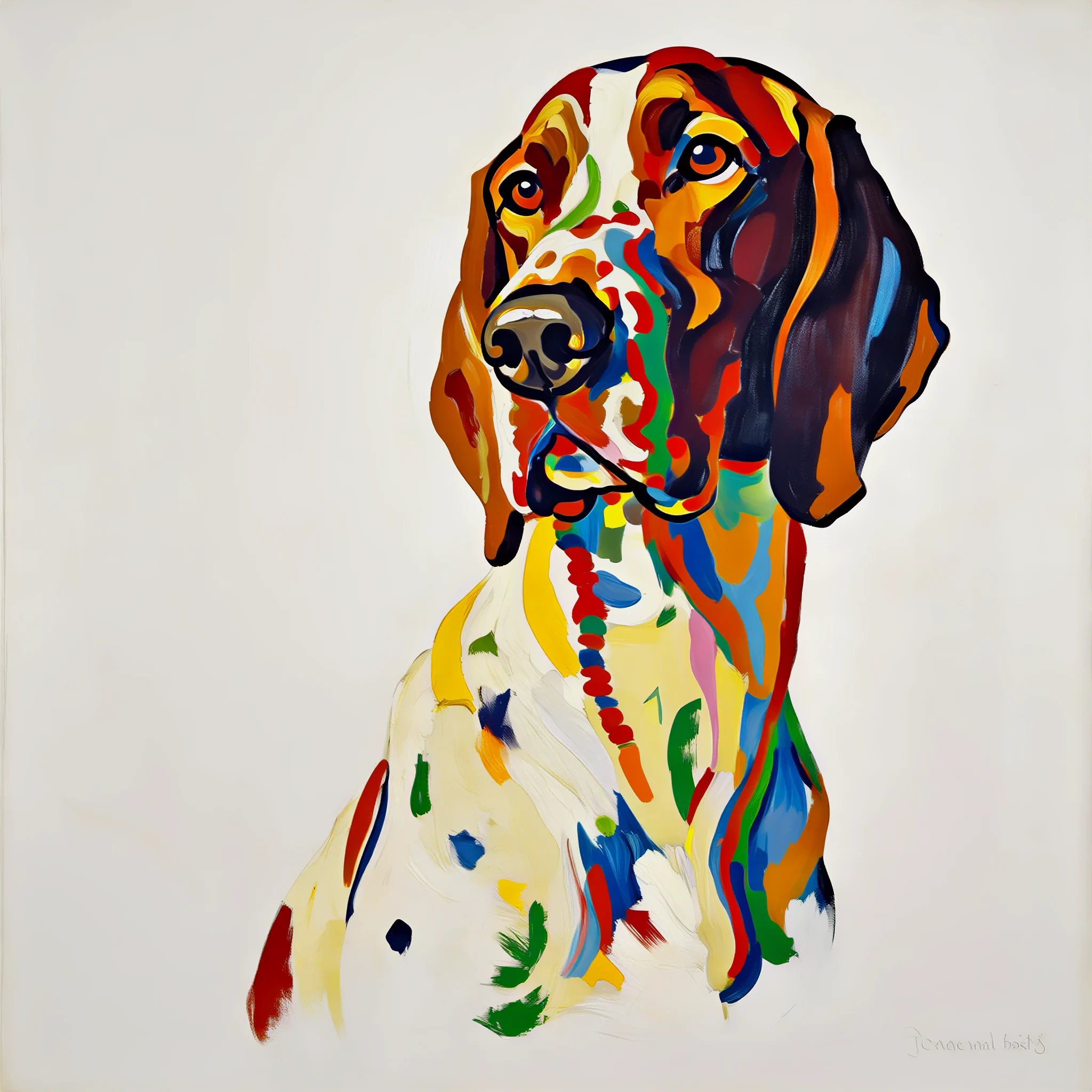 Custom surrealist portrait of a German Shorthaired Pointer with fantastical elements