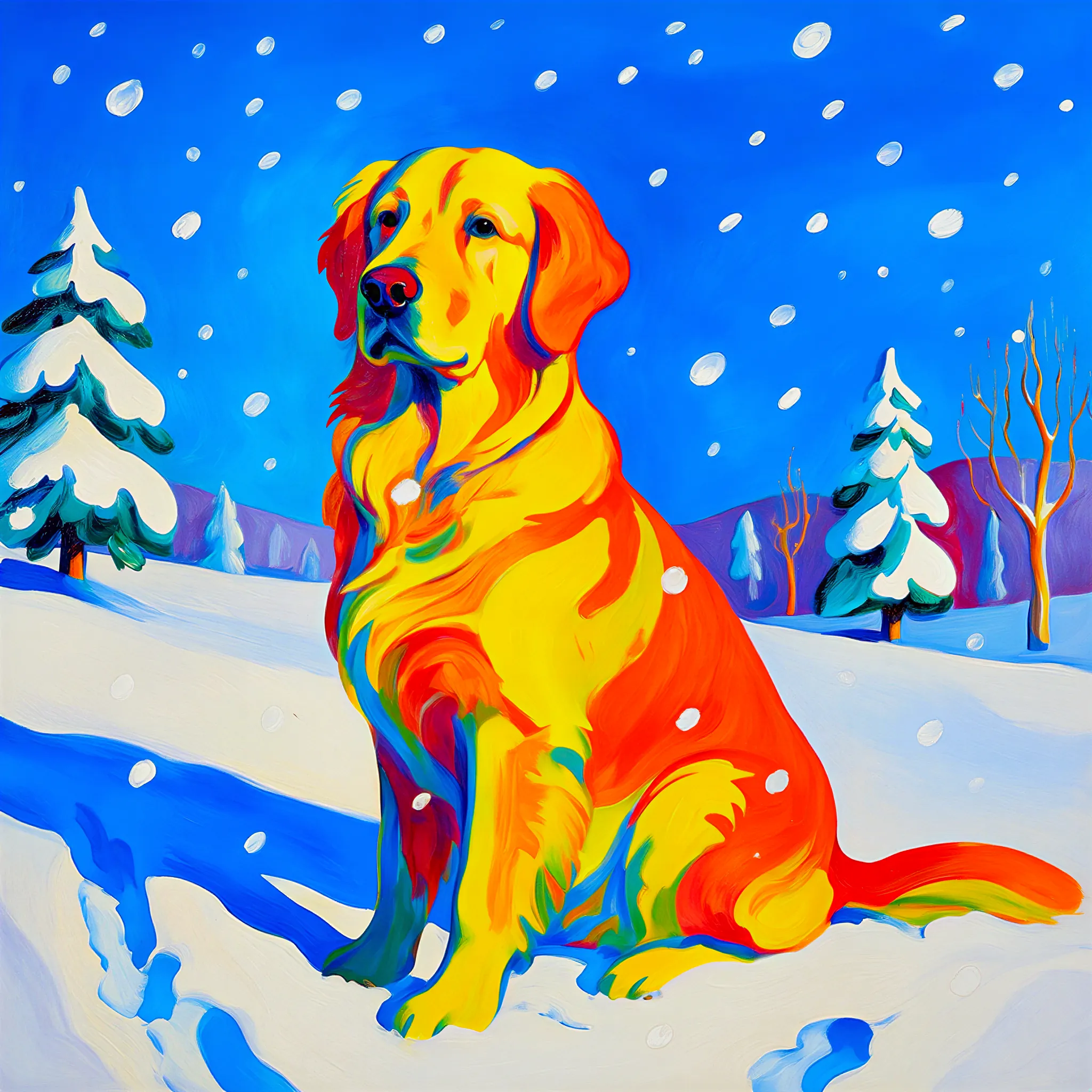 Golden retriever surrealist portrait