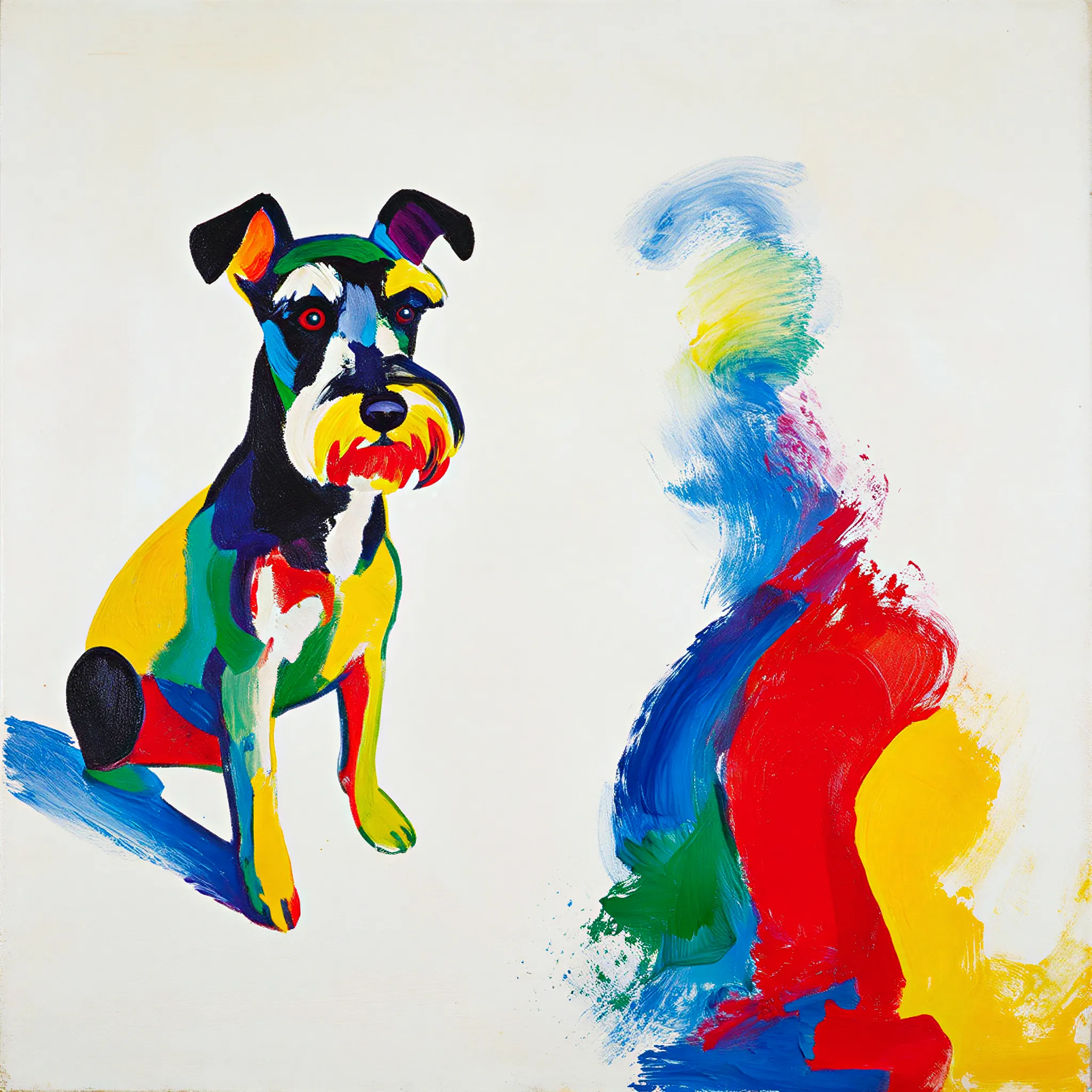 Custom surrealist portrait of a Miniature Schnauzer with fantastical styling