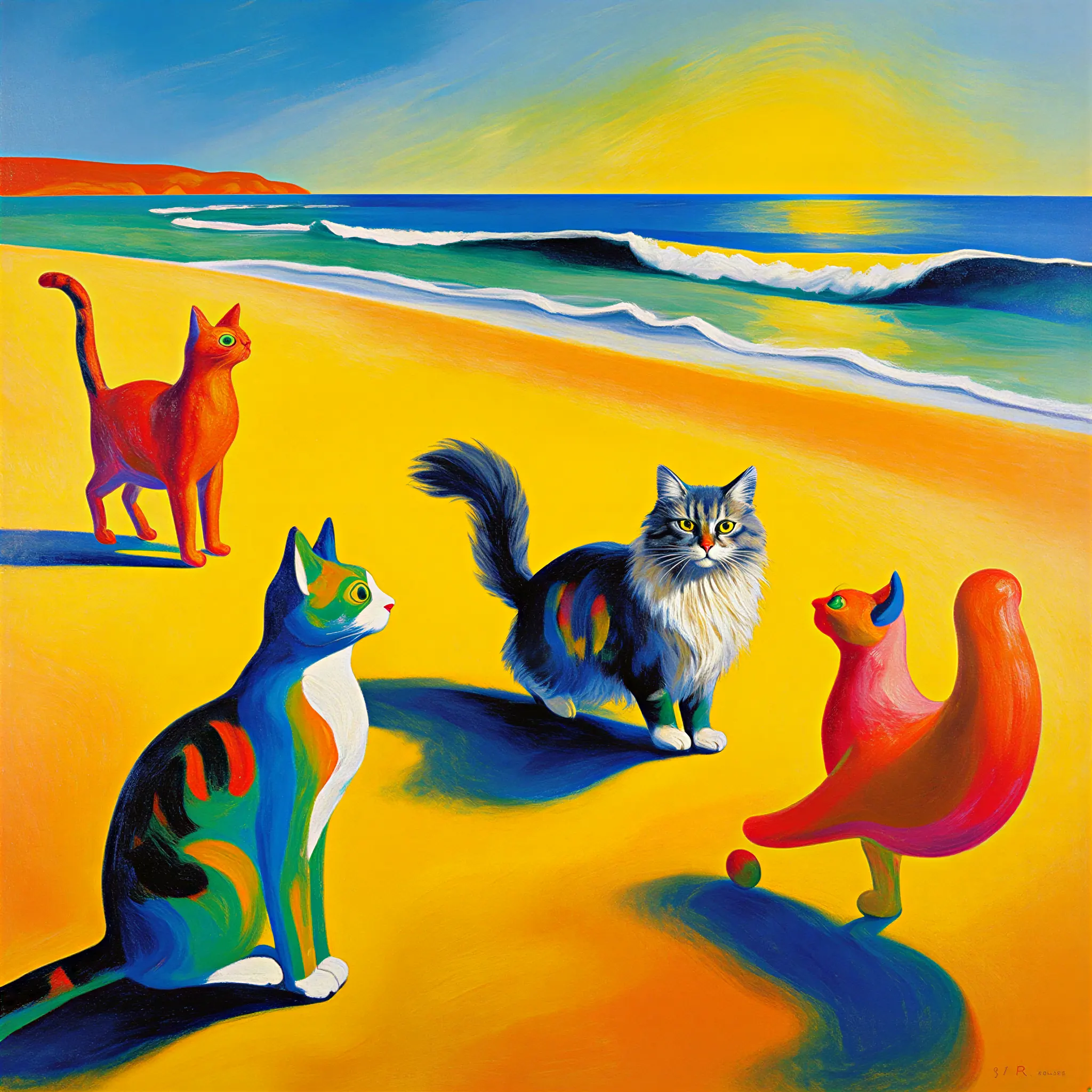 Custom surrealist portrait of a Norwegian Forest Cat with dreamlike, imaginative detail