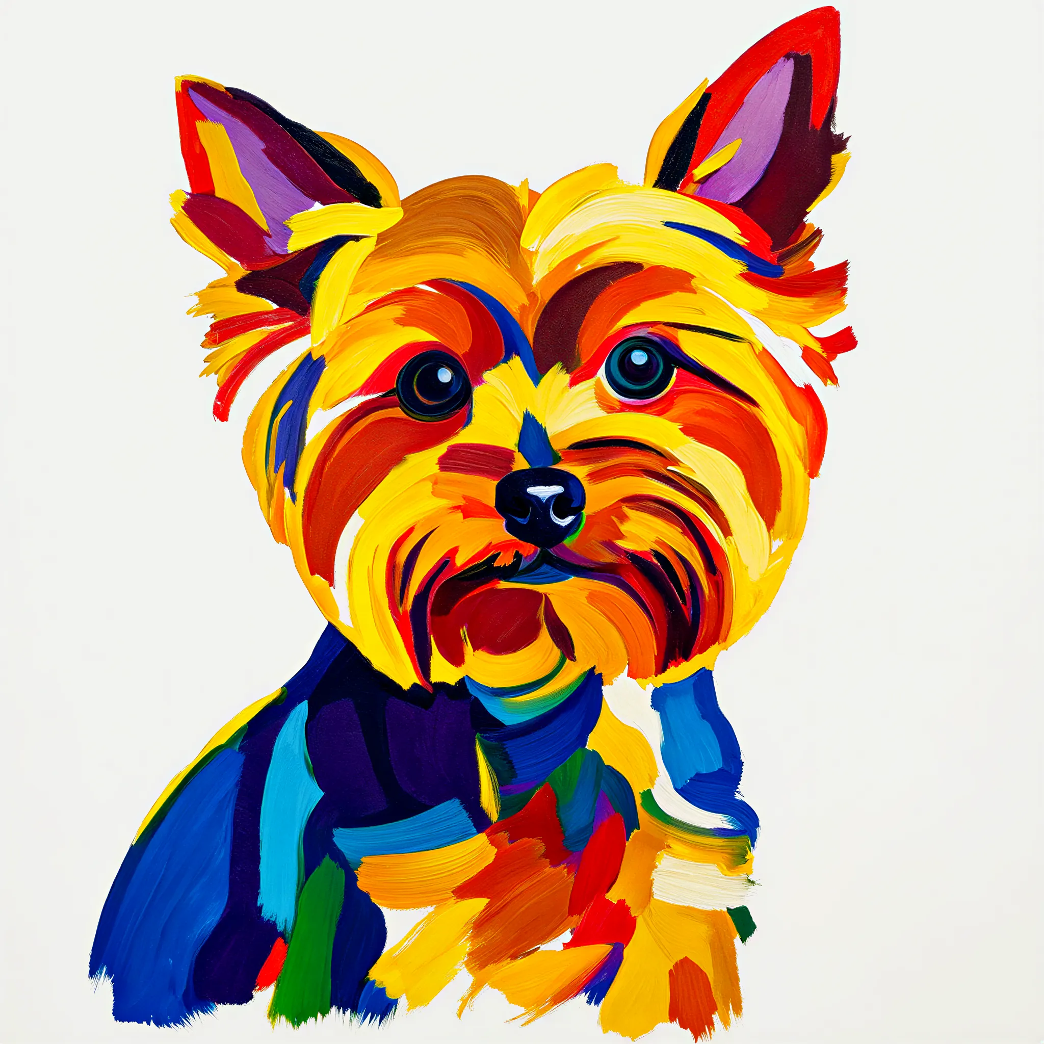 Custom surrealist portrait of a Yorkshire Terrier with delicate surreal beauty
