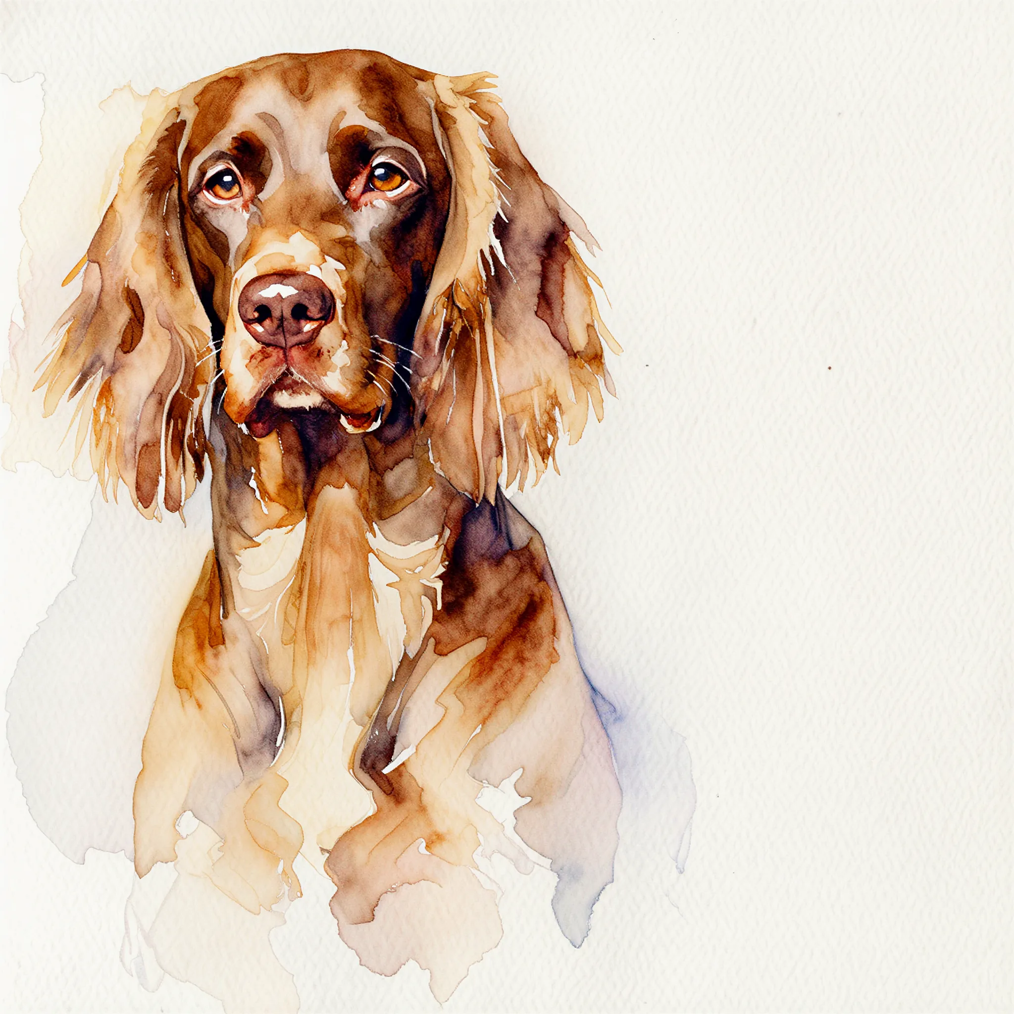 Custom watercolor portrait of a German Shorthaired Pointer with flowing athletic grace