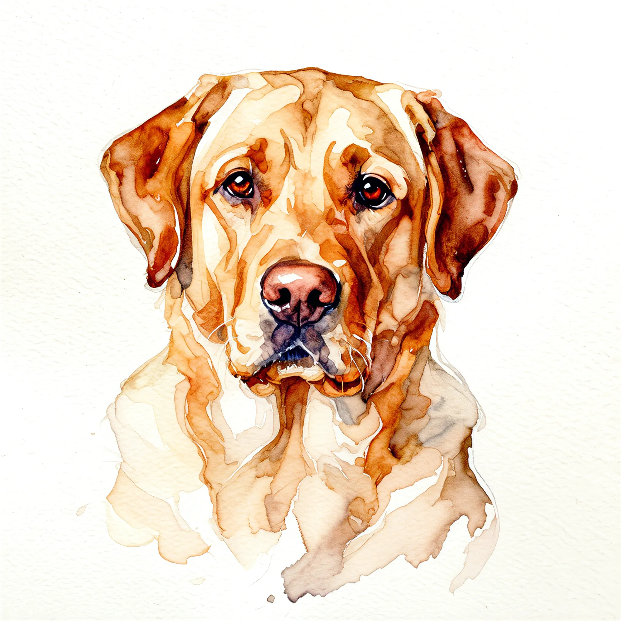 Custom watercolor portrait of a Labrador Retriever with warm, inviting brushwork