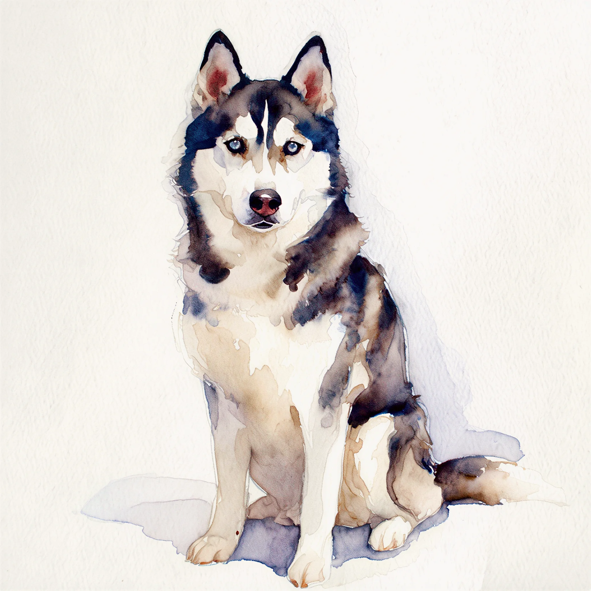 Siberian husky watercolor portrait
